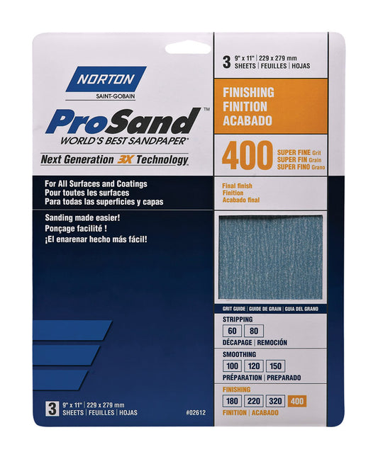 SANDPAPR 400G 3PK 9X11"