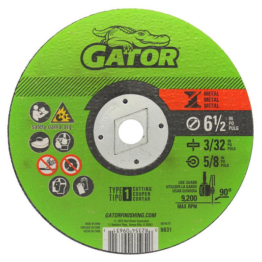 Gator 6-1/2 in. D X 5/8 in. X 3/32 in. thick Aluminum Oxide Type 1 Metal Cutting Wheel 1 pc