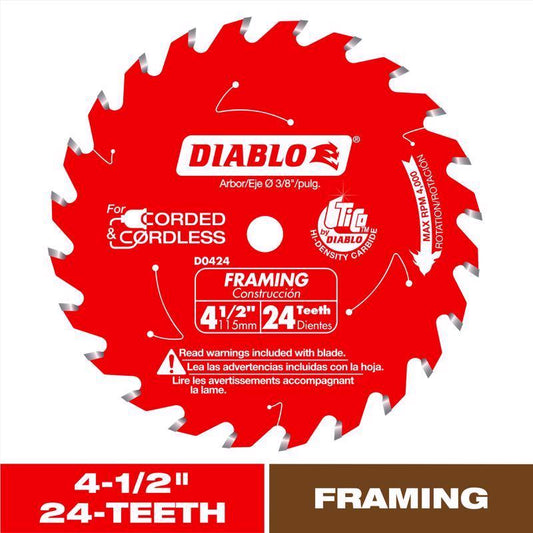 Diablo 4-1/2 in. D X 3/8 in. TiCo Hi-Density Carbide Framing Saw Blade 24 teeth 1 pk