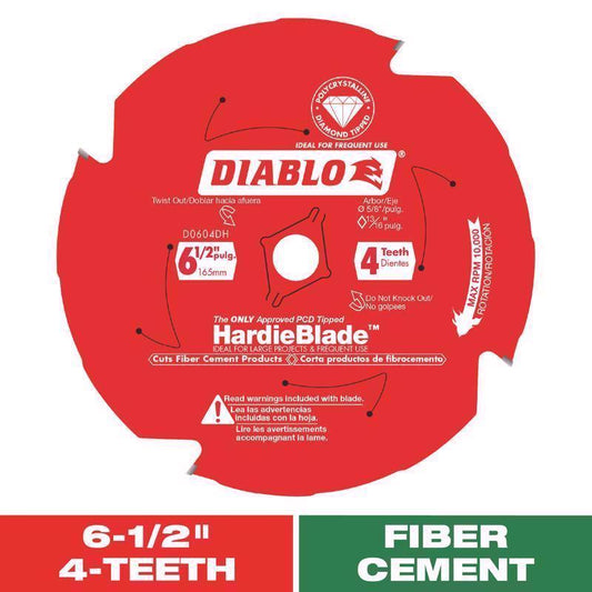 Diablo HardieBlade 6-1/2 in. D X 5/8 in. PCD Fiber Cement Blade 4 teeth 1 pk