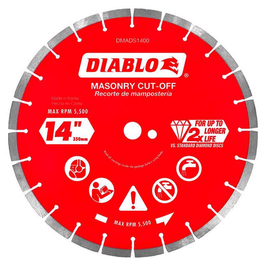 Diablo 14 in. D X 1 in. X .126 in. thick Diamond Segmented Masonry Cut-Off Disc