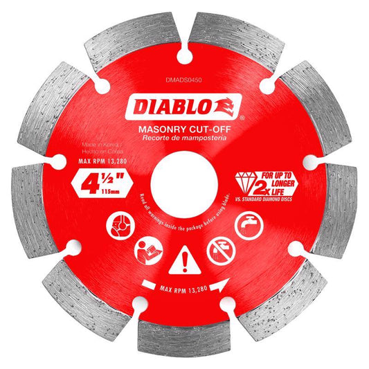 Diablo 4-1/2 in. D X 7/8 in. X .087 in. thick Diamond Masonry Cut-Off Disc 1 pk