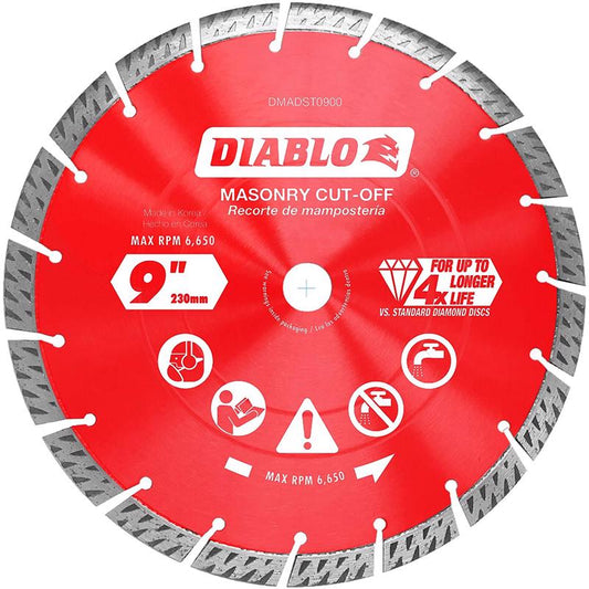 Diablo 9 in. D X 7/8 in. X .102 in. thick Diamond Turbo Rim Masonry Cut-Off Disc
