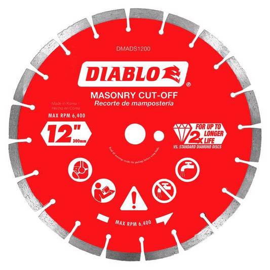 Diablo 12 in. D X 1 in. X .110 in. thick Diamond Segmented Masonry Cut-Off Disc