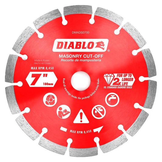 Diablo 7 in. D X 7/8 in. X .094 in. thick Diamond Masonry Cut-Off Disc 1 pk