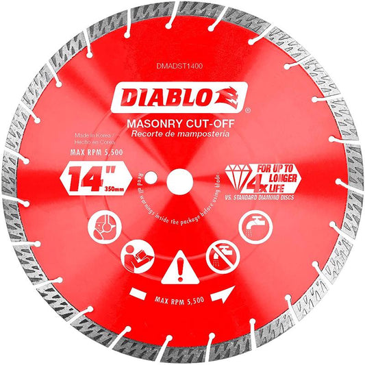 Diablo 14 in. D X 1 in. X .126 in. thick Diamond Turbo Rim Masonry Cut-Off Disc