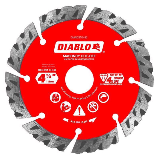 Diablo 4-1/2 in. D X 7/8 in. X .094 in. thick Diamond Segmented Turbo Masonry Cut-Off Disc