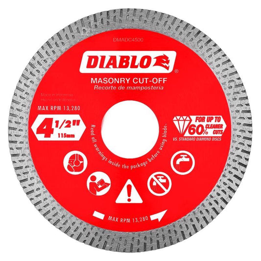 Diablo 4-1/2 in. D X 7/8 in. X .055 in. thick Diamond Masonry Cut-Off Disc 1 pk