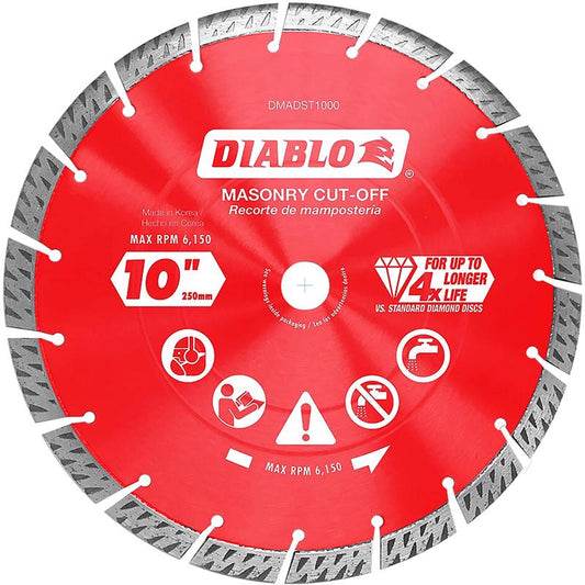 Diablo 10 in. D X 1 in. X .102 in. thick Diamond Turbo Rim Masonry Cut-Off Disc 1 pk
