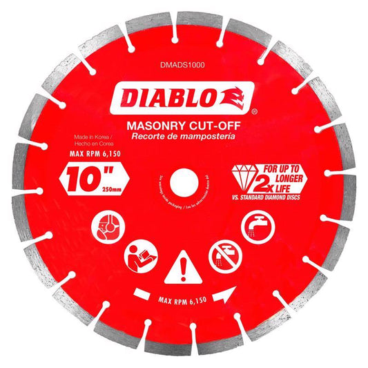 Diablo 10 in. D X 7/8 in. X .094 in. thick Diamond Segmented Masonry Cut-Off Disc 1 pk