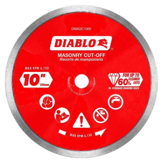 Diablo 10 in. D X 5/8 in. X .063 in. thick Diamond Continuous Rim Masonry Cut-Off Disc 1 pk