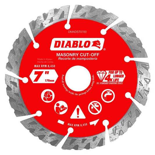 Diablo 7 in. D X 7/8 in. X .102 in. thick Diamond Segmented Turbo Masonry Cut-Off Disc