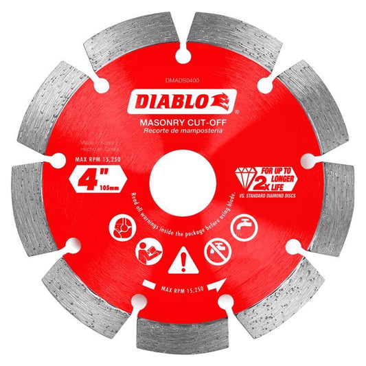 Diablo 4 in. D X 7/8 in. X .087 in. thick Diamond Masonry Cut-Off Disc 1 pk