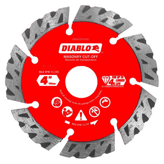 Diablo 4 in. D X 7/8 in. X .094 in. thick Diamond Segmented Turbo Masonry Cut-Off Disc