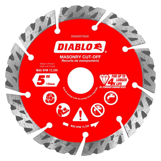 Diablo 5 in. D X 7/8 in. X .094 in. thick Diamond Segmented Turbo Masonry Cut-Off Disc 1 pk