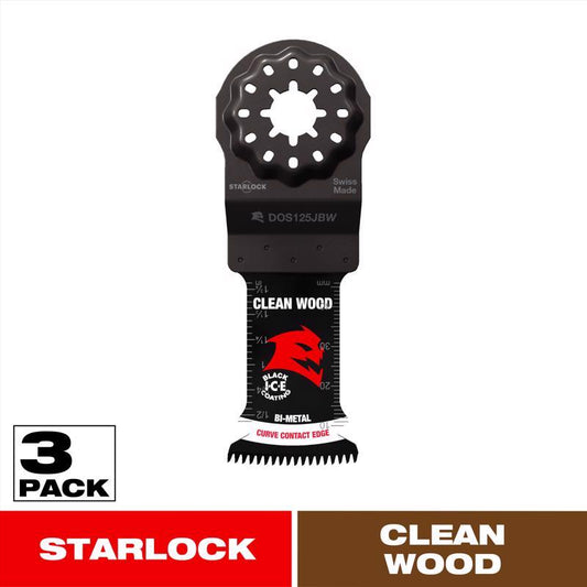 Diablo Starlock 1-1/4 in. W Bi-Metal Curved Contact Edge Oscillating Blade Clean Wood 3 pk