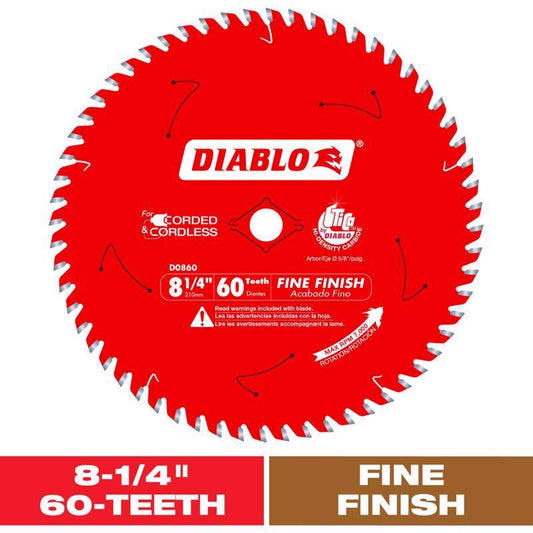 Diablo 8-1/4 in. D X 5/8 in. TiCo Hi-Density Carbide Circular Saw Blade 60 teeth 1 pk