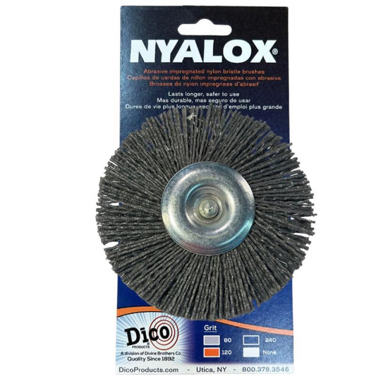 Dico Nyalox 4 in. Coarse Crimped Mandrel Mounted Wheel Brush Nylon 2500 rpm 1 pc