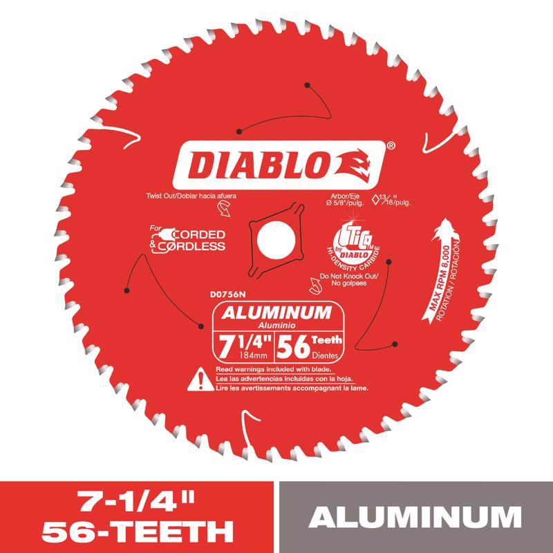 Diablo 7-1/4 in. D X 5/8 in. TiCo Hi-Density Carbide Circular Saw Blade 56 teeth 1 pk