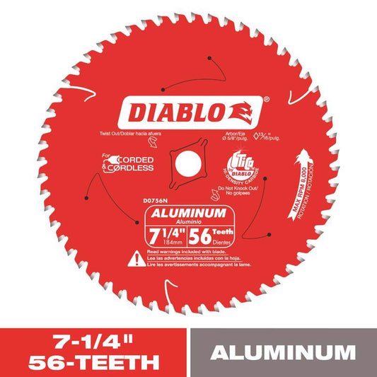 Diablo 7-1/4 in. D X 5/8 in. TiCo Hi-Density Carbide Circular Saw Blade 56 teeth 1 pk