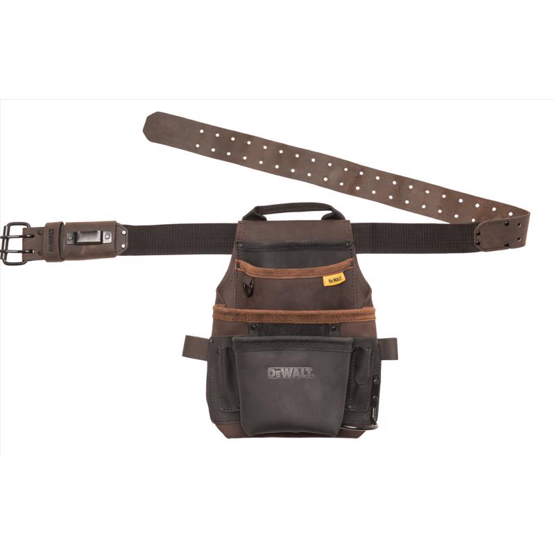 DEWALT 12 pocket Leather Tool Pouch Brown