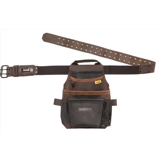 DEWALT 12 pocket Leather Tool Pouch Brown