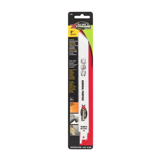 Blu-Mol Xtreme 8 in. Bi-Metal Reciprocating Saw Blade 10/14 TPI 1 pk