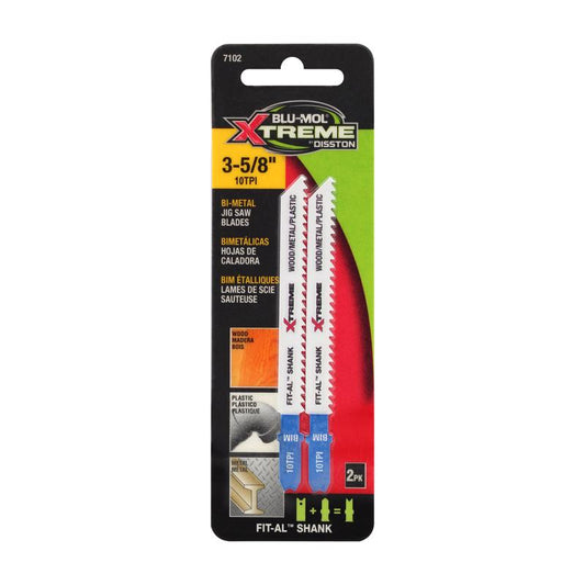 Blu-Mol Xtreme 3-5/8 in. Bi-Metal Universal Jig Saw Blade 10 TPI 2 pk