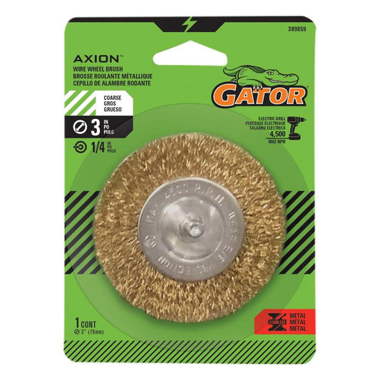 Gator 3 in. Coarse Crimped Wire Wheel Brush Brass Coated Steel 4500 rpm 1 pc