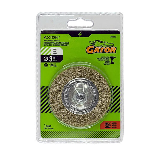 Gator 3 in. Fine Crimped Wire Wheel Brush Brass Coated Steel 4500 rpm 1 pc