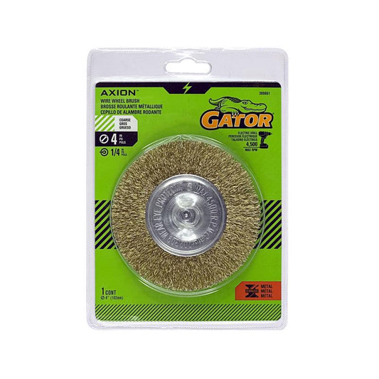 Gator 4 in. Coarse Crimped Wire Wheel Brush Brass Coated Steel 4500 rpm 1 pc