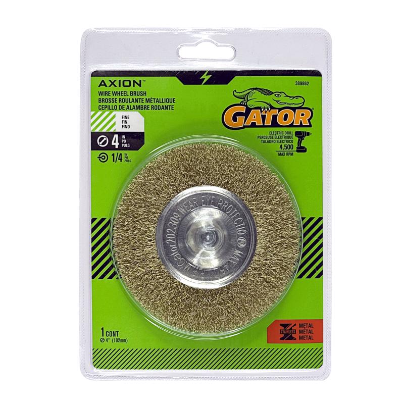 Gator 4 in. Fine Crimped Wire Wheel Brush Brass Coated Steel 4500 rpm 1 pc