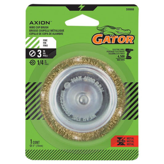 Gator 3 in. Fine Crimped Wire Cup Brush Brass Coated Steel 4500 rpm 1 pc