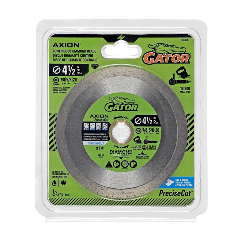 Gator PreciseCut 4-1/2 in. D X 5/8 and 7/8 in. Diamond Continuous Rim Saw Blade 1 pk