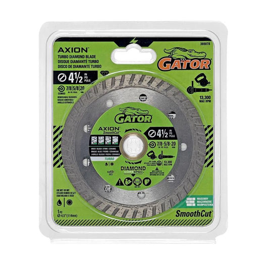 Gator SmoothCut 4-1/2 in. D X 5/8 and 7/8 in. Diamond Turbo Rim Saw Blade 1 pk