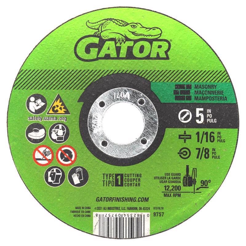 Gator 5 in. D X 7/8 in. X 1/16 in. thick Aluminum Oxide/Silicon Carbide Type 1 Masonry Cut-Off Blade