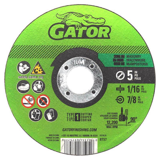Gator 5 in. D X 7/8 in. X 1/16 in. thick Aluminum Oxide/Silicon Carbide Type 1 Masonry Cut-Off Blade