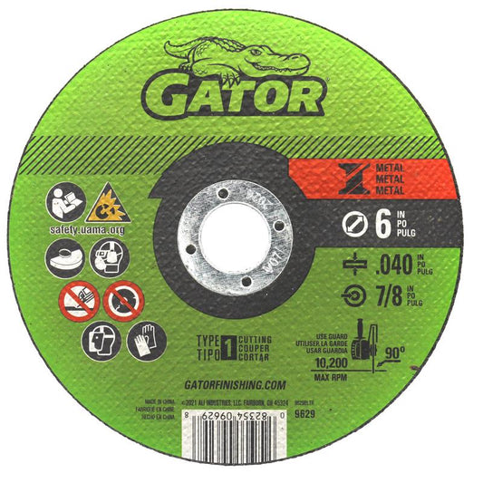 Gator 6 in. D X 7/8 in. X 0.040 in. thick Aluminum Oxide Type 1 Metal Cutting Wheel 1 pk
