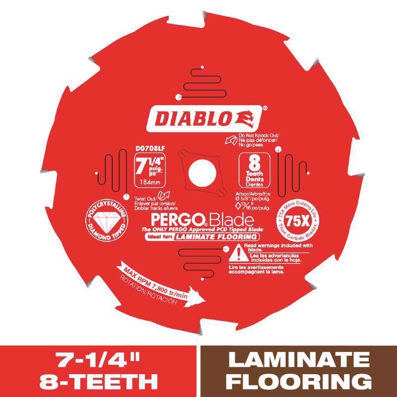Diablo Pergo Blade 7-1/4 in. D X 5/8 in. Laminate Flooring PCD Circular Saw Blade 8 teeth 1 each