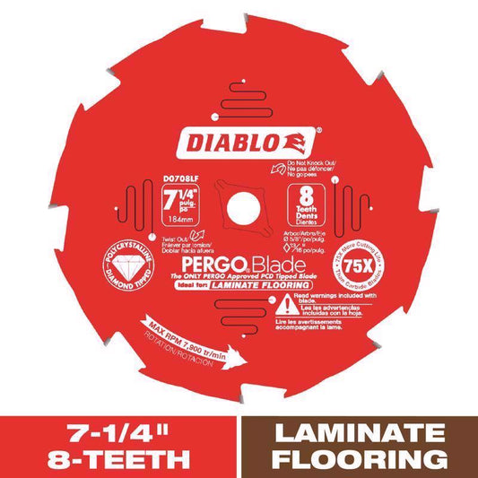 Diablo Pergo Blade 7-1/4 in. D X 5/8 in. Laminate Flooring PCD Circular Saw Blade 8 teeth 1 each
