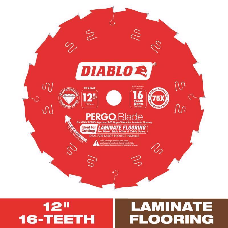 Diablo Pergo Blade 12 in. D X 1 in. Laminate Flooring PCD Circular Saw Blade 16 teeth 1 each