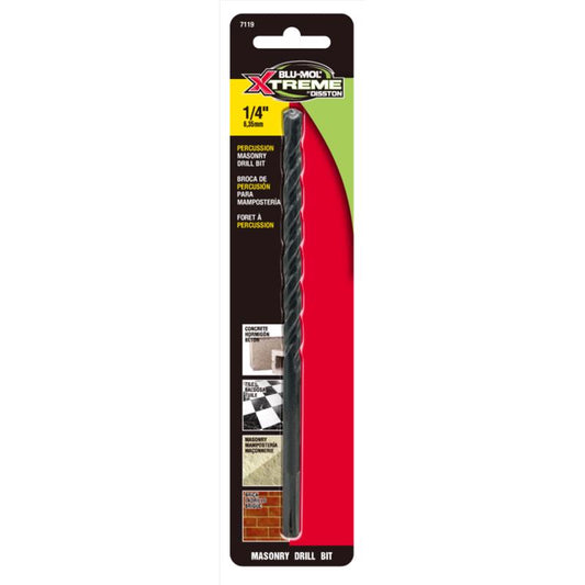 Disston Blu-Mol Xtreme 1/4 in. X 6 in. L Carbide Tipped Masonry Drill Bit Straight Shank 1 pk