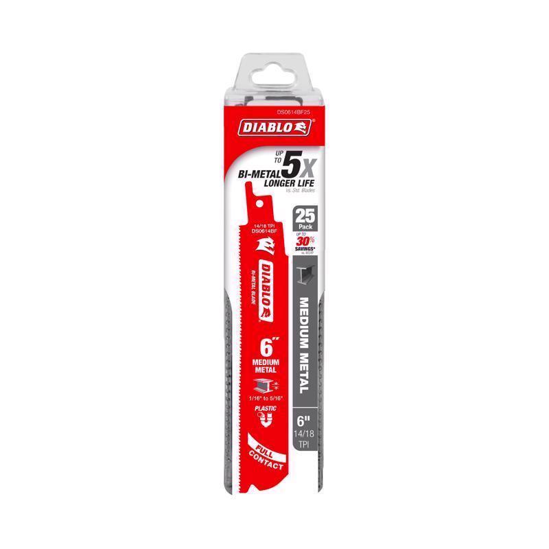 Diablo 6 in. Bi-Metal Medium Metal Reciprocating Saw Blade 14/18 TPI 1 pk