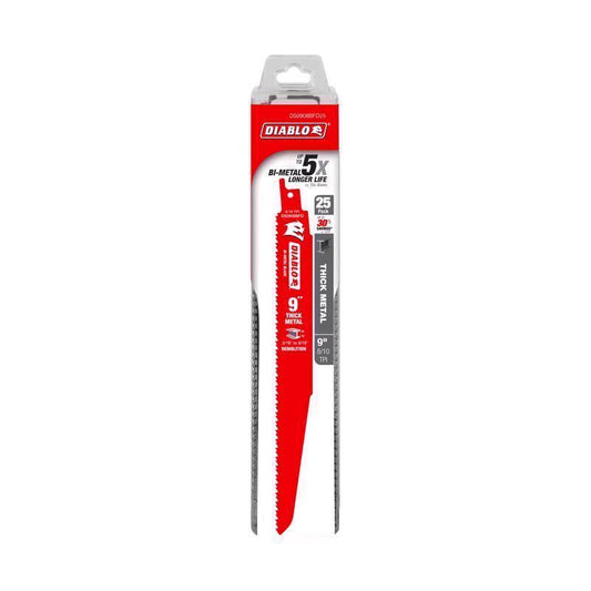 Diablo 9 in. Bi-Metal Thick Metal Reciprocating Saw Blade 8/10 TPI 1 pk