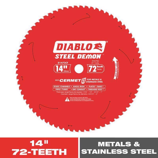 Diablo Steel Demon 14 in. D X 1 in. Medium Metal Cermet Circular Saw Blade 72 teeth 1 pk