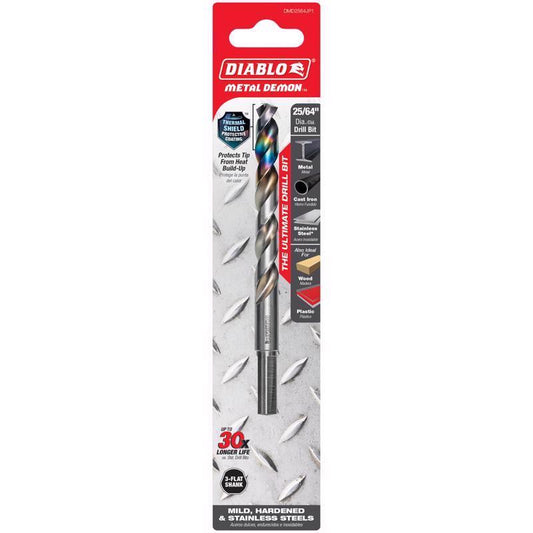 Diablo Metal Demon 25/64 in. X 5.2 in. L Stainless Steel Drill Bit 3-Flat Shank 1 pc