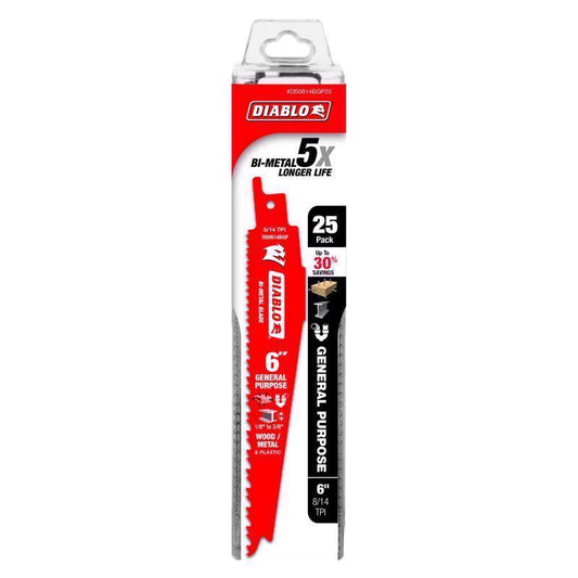 Diablo 6 in. Bi-Metal Wood Metal and Plastic Reciprocating Saw Blade 14/18 TPI 1 pk