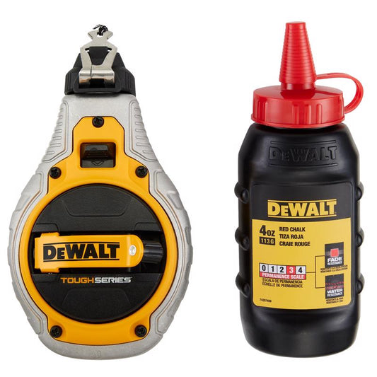 DeWalt Toughseries Red Chalk Line Reel Kit Bold Braided Line