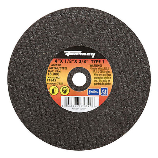 Forney 4 in. D X 3/8 in. X 1/8 in. thick Aluminum Oxide Metal Cut-Off Wheel 1 pc