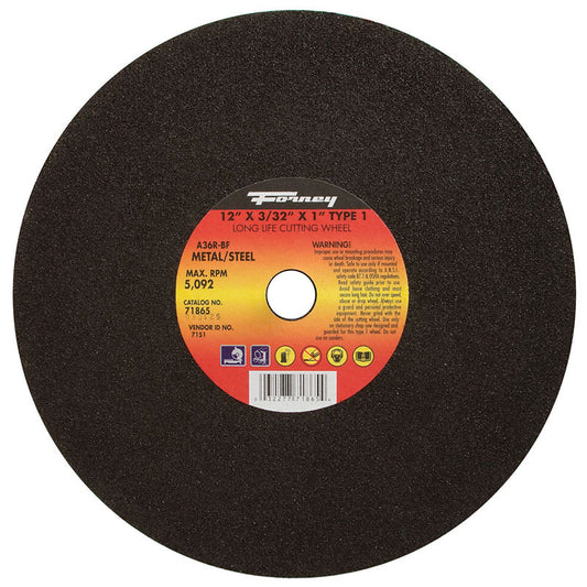 Forney 12 in. D X 1 in. X 3/32 in. thick Aluminum Oxide Metal Cutting Wheel 1 pc